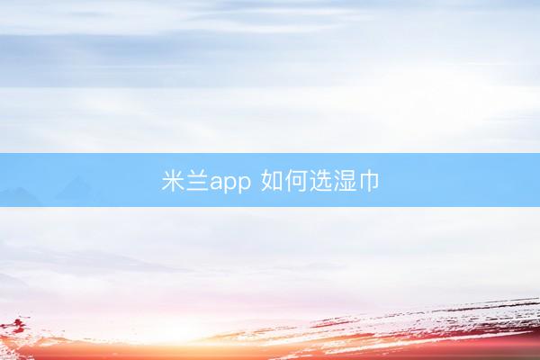 米兰app 如何选湿巾